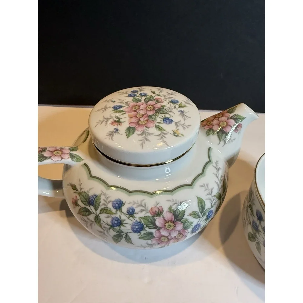 Andrea by Sadek Tea for One Set Japan Floral Teapot Cup Lid Vintage
